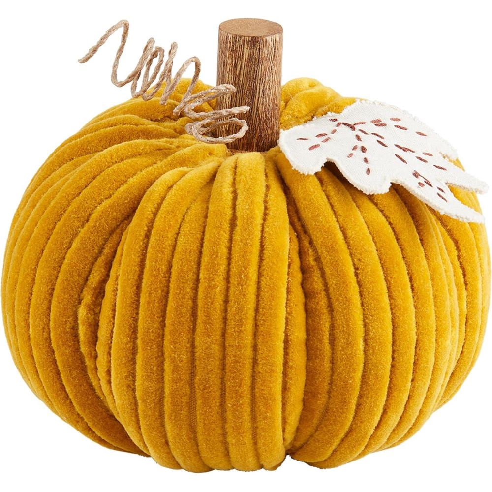 imageMud Pie Yellow Corduroy Pumpkin Sitter 8quot Dia x 6quot