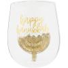 Mud Pie Hanukkah Wine Glass, Happy, 16 oz
