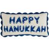 Mud Pie Happy Mini Hanukkah Pillow, 6″ x 12″, White