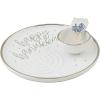 Mud Pie Latke Serving Set CHIP Bowls, platter 10 1/2″ dia | dip 2 1/2″ x 3 1/2″ dia, SILVER