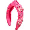 Mud Pie Women’ Valentine Beaded Headband, Outer Width 3″ | Knot Height 1 1/4″ Pink