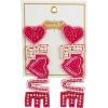 Mud Pie Women’s Valentine Beaded Earrings, Pink