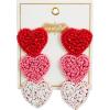 Mud Pie Women’s Valentine Beaded Earrings, Red