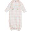 Mud Pie baby-girls Mud Pie Check Crochet Bunny Gown(Pink)