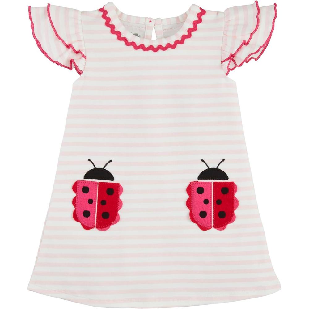 imageMud Pie Baby Girls Childrens Ladybug Tshirt DressPink Stripe