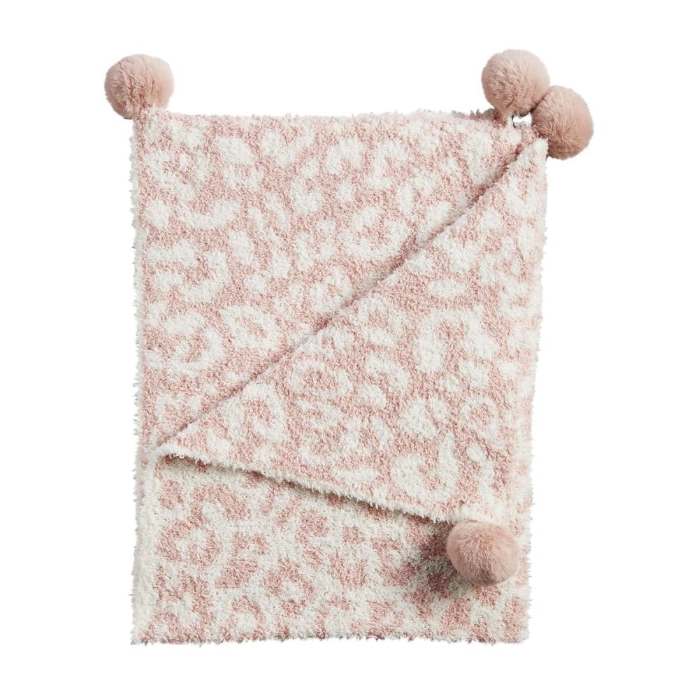 imageMud Pie Baby Girls Chenille Leopard Blanket Pink