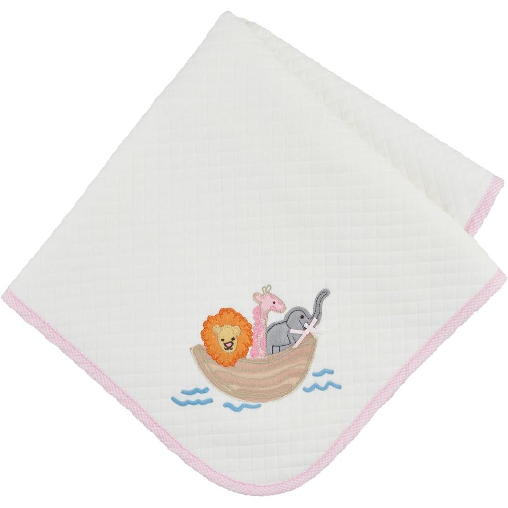 imageMud Pie Childrens Pink Noahs Ark Quilted Blanke