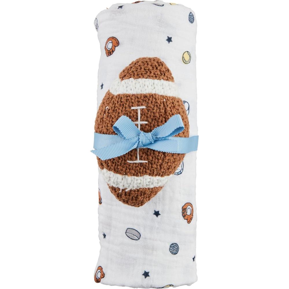 imageMud Pie Childrens Sports Swaddle and Rattle