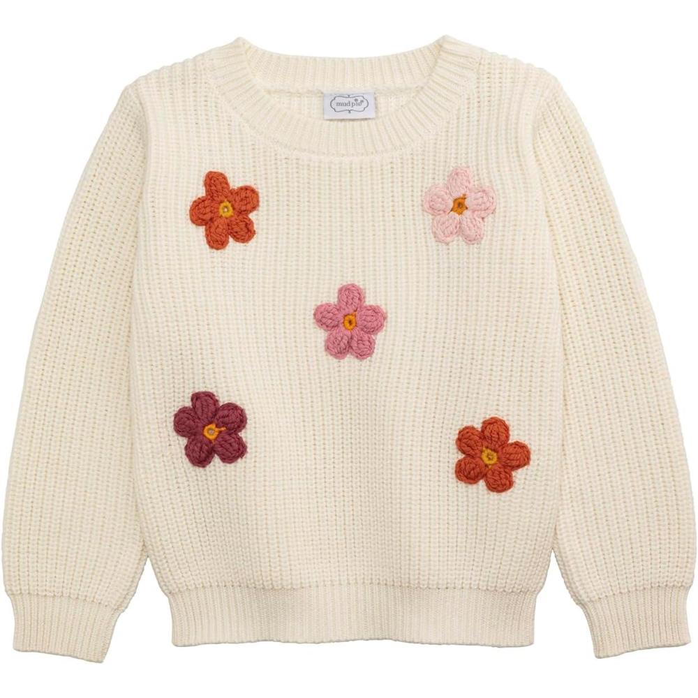 imageMud Pie Girls Kids Daisy Crew Neck Sweater