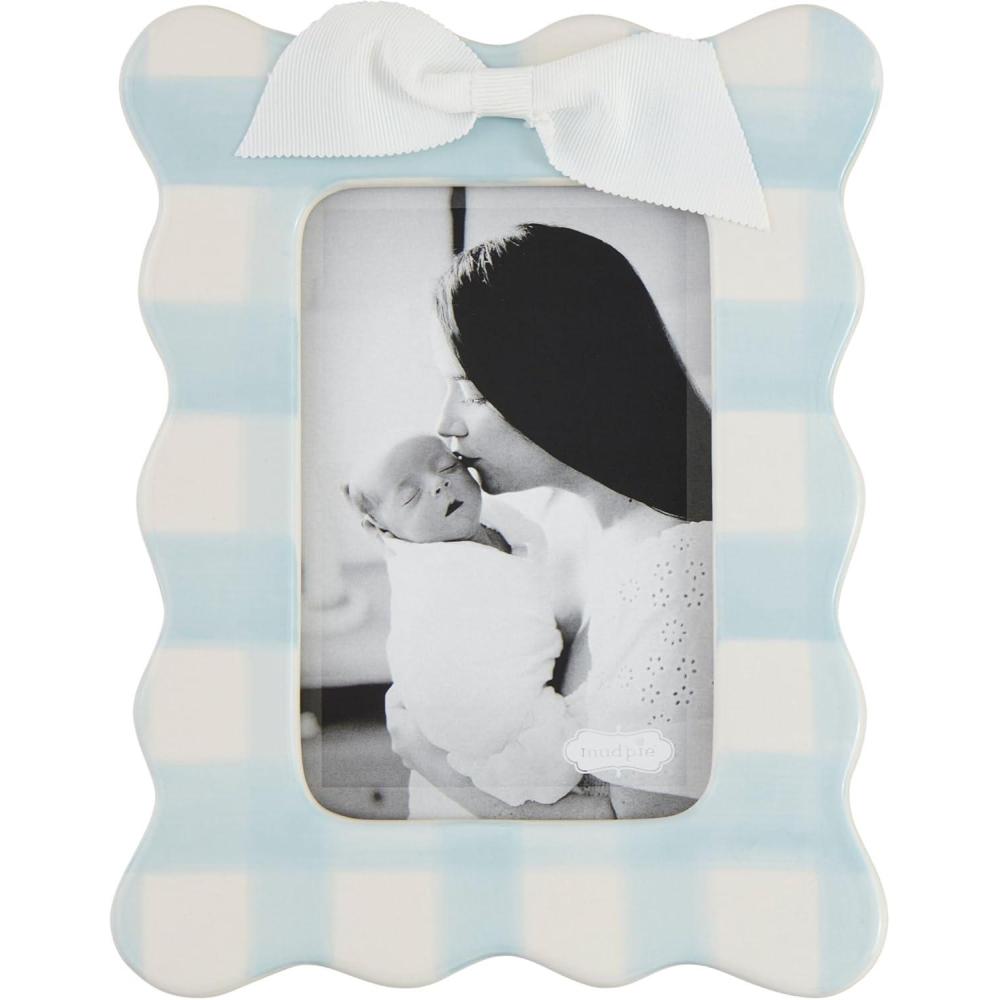 imageMud Pie Horizontal Blue Bow Frame 9quot x 7quotVertical Blue