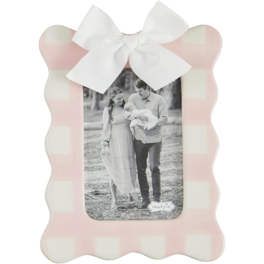 imageMud Pie Horizontal Blue Bow Frame 9quot x 7quotVertical Pink