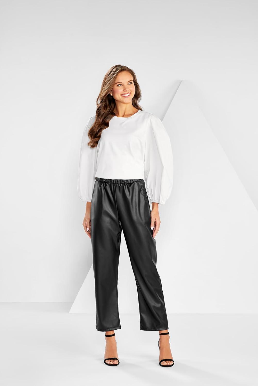 imageMud Pie Womens Ballard Leather Pant Black