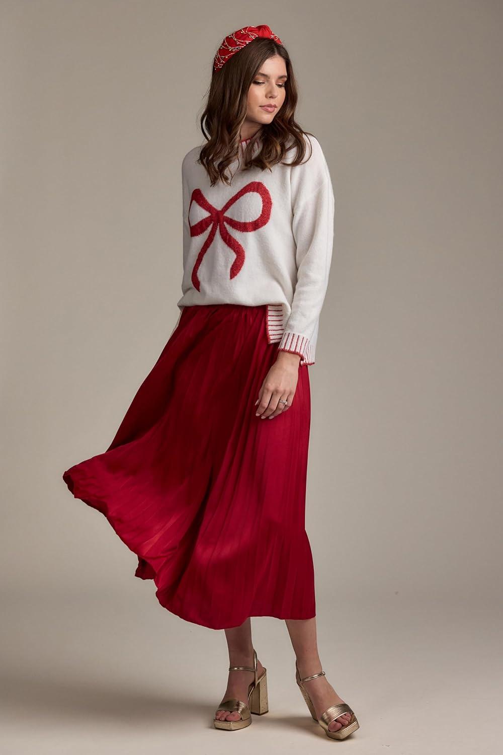 imageMud Pie Womens Townes Pleated SkirtRed