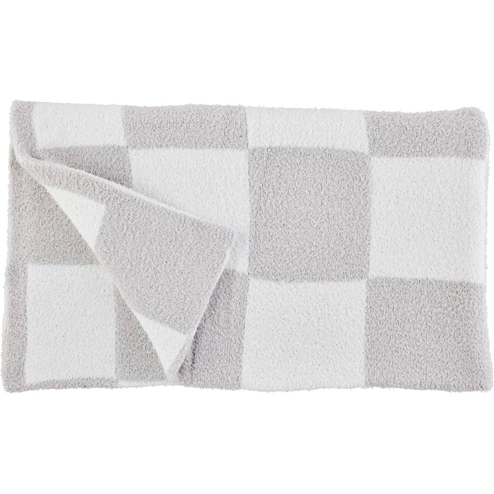 imageMud Pie Chenille Checkered Blanket Tan 60quot x 50quotGrey