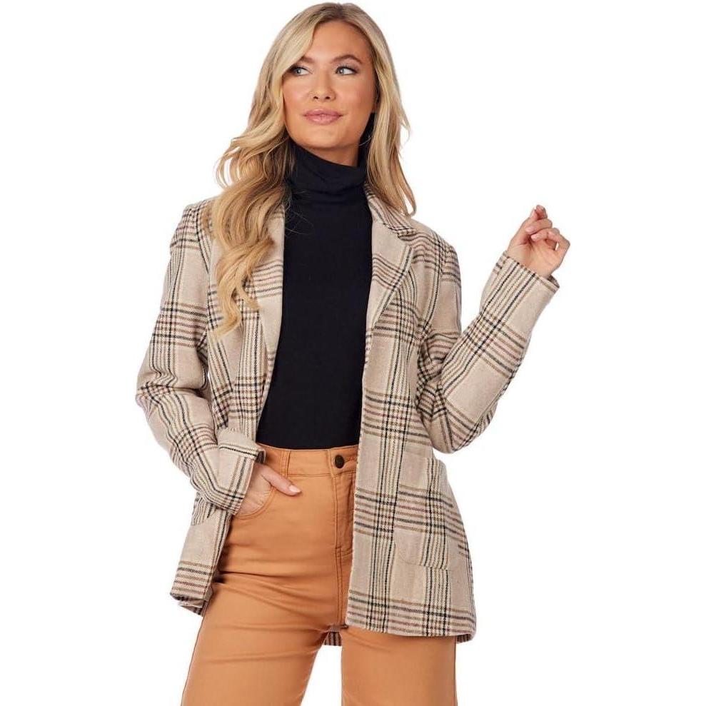 imageMud Pie Women Bynes Plaid BlazerIvory