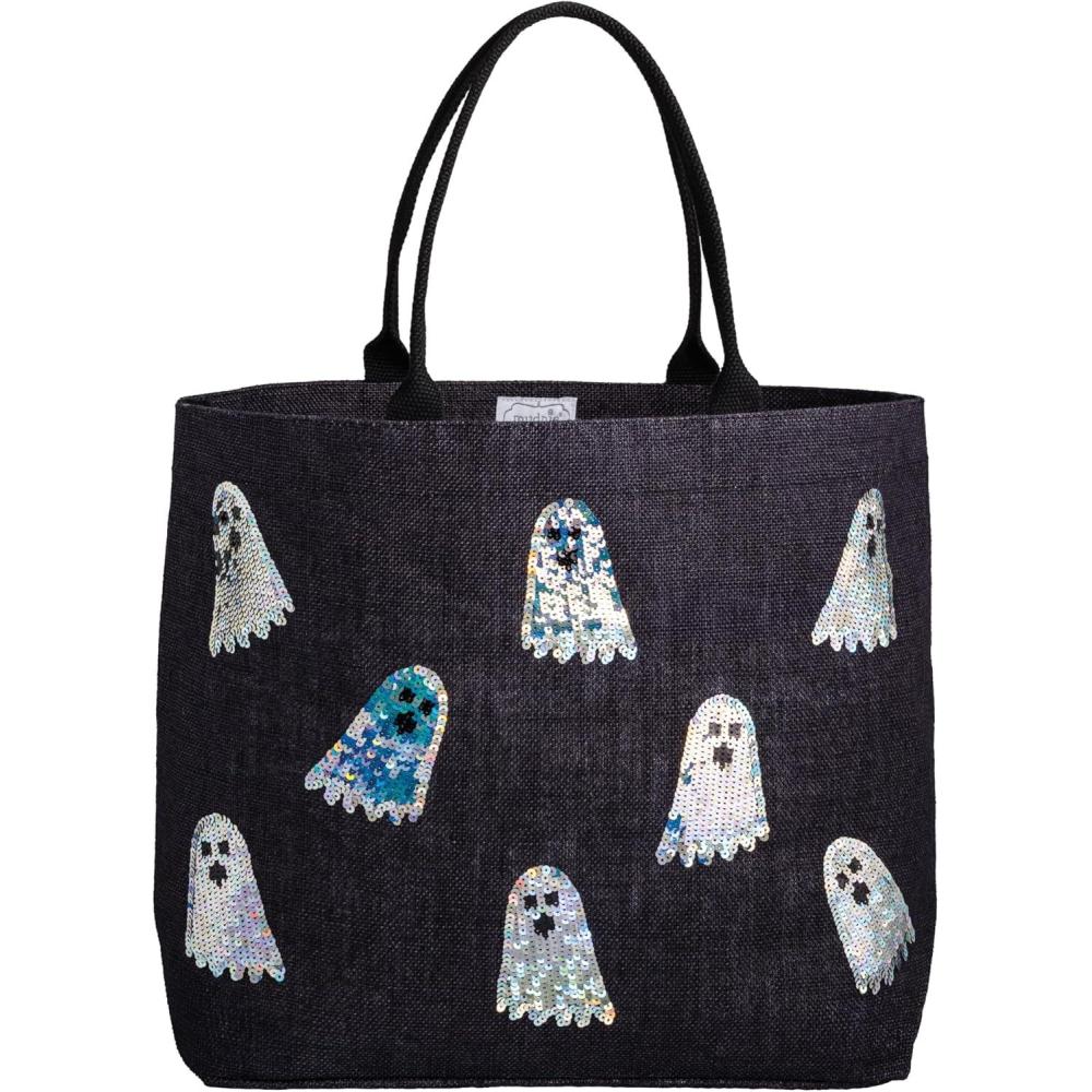 imageMud Pie Womens Halloween Sparkle Tote Ghosts