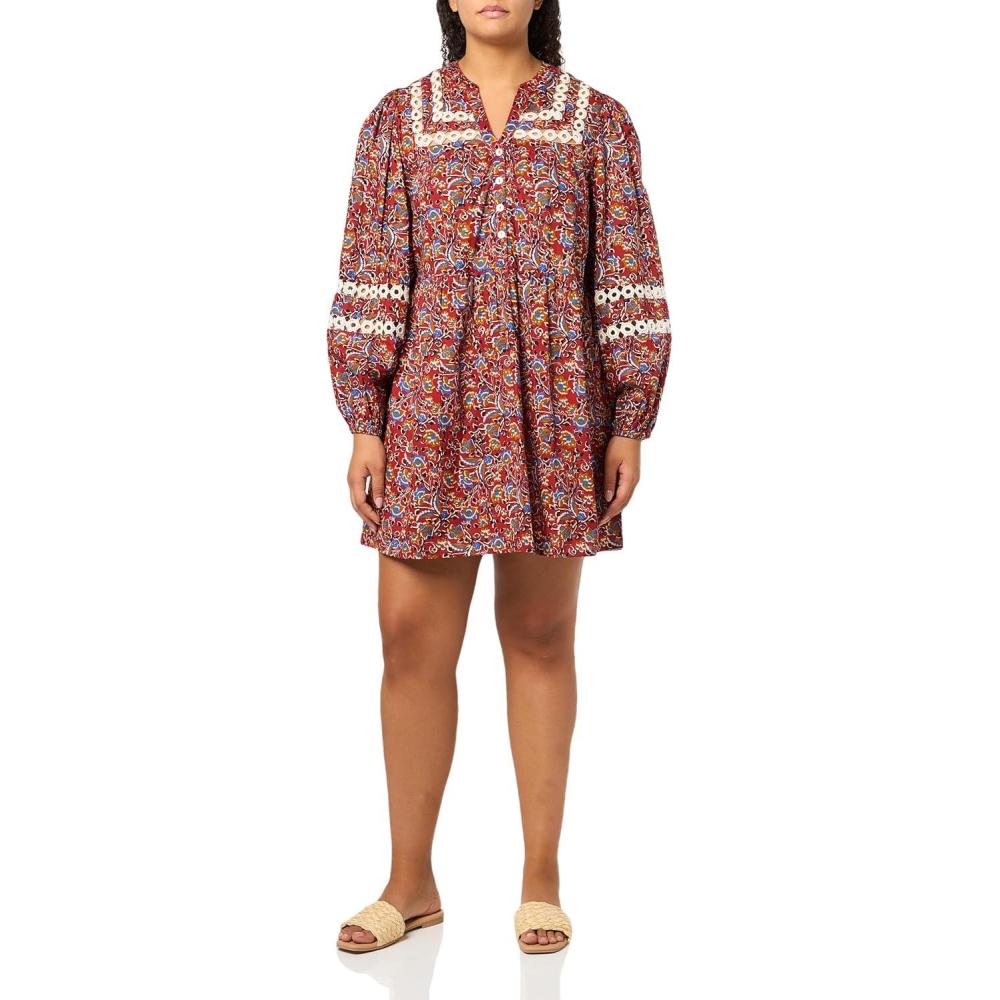 imageMud Pie Womens Women Barlowe Printed DressRustCopper