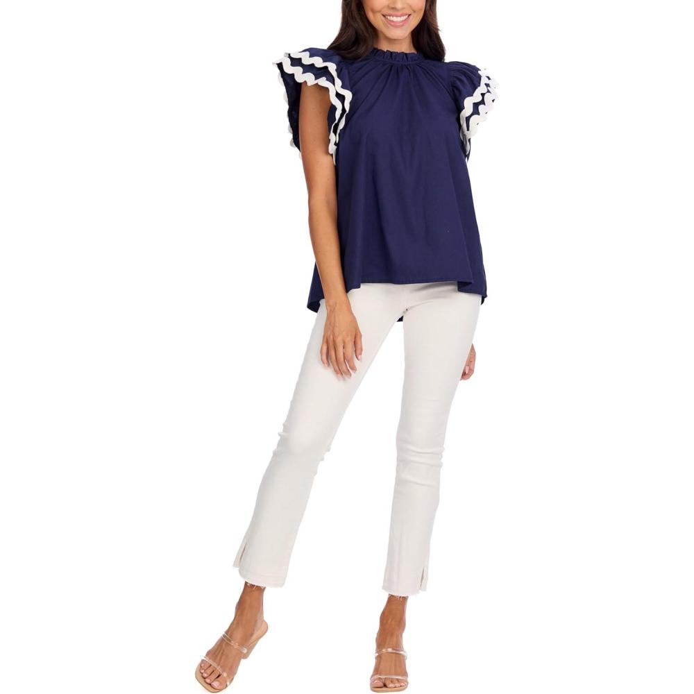 imageMud Pie Womens Womens Angie RIC Rac TopBlue