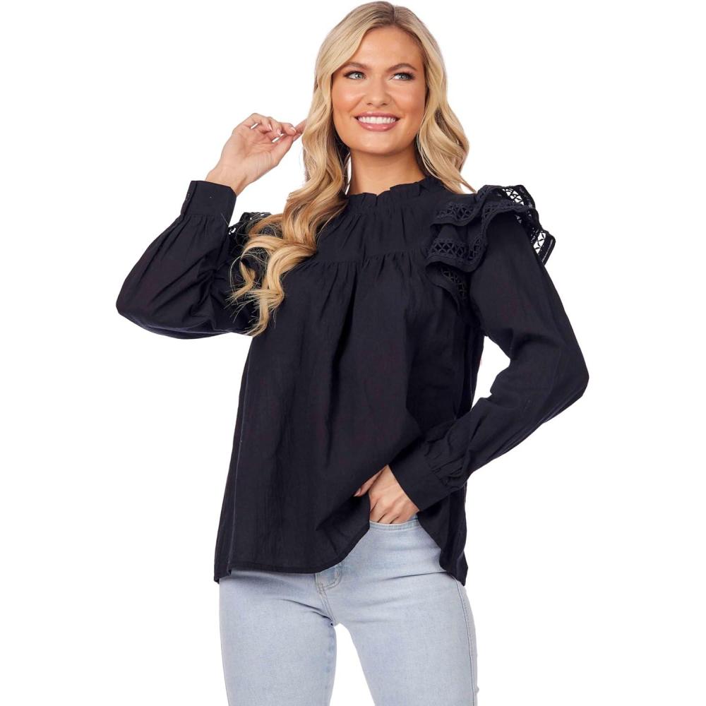 imageMud Pie Womens Womens Keller Ruffle TopBlack
