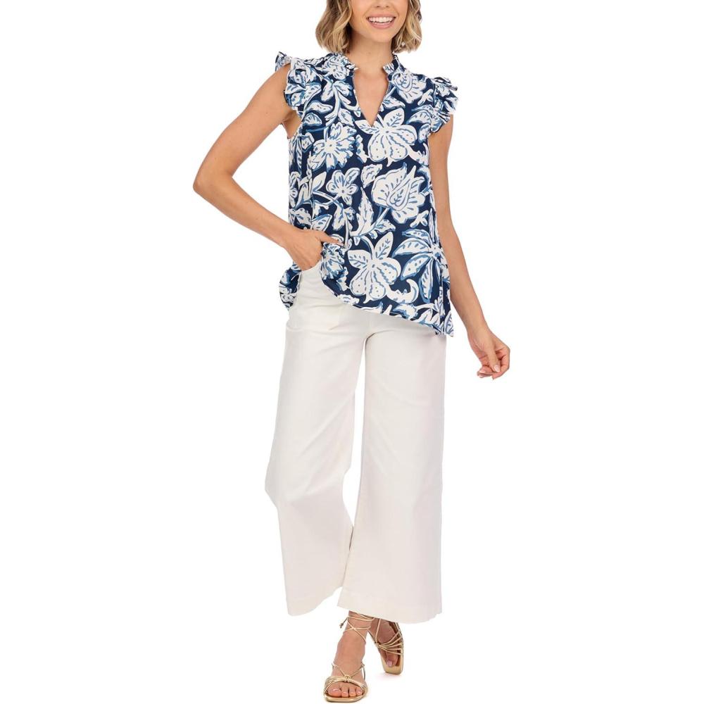 imageMud Pie Womens Womens Marlo Printed TopBlue