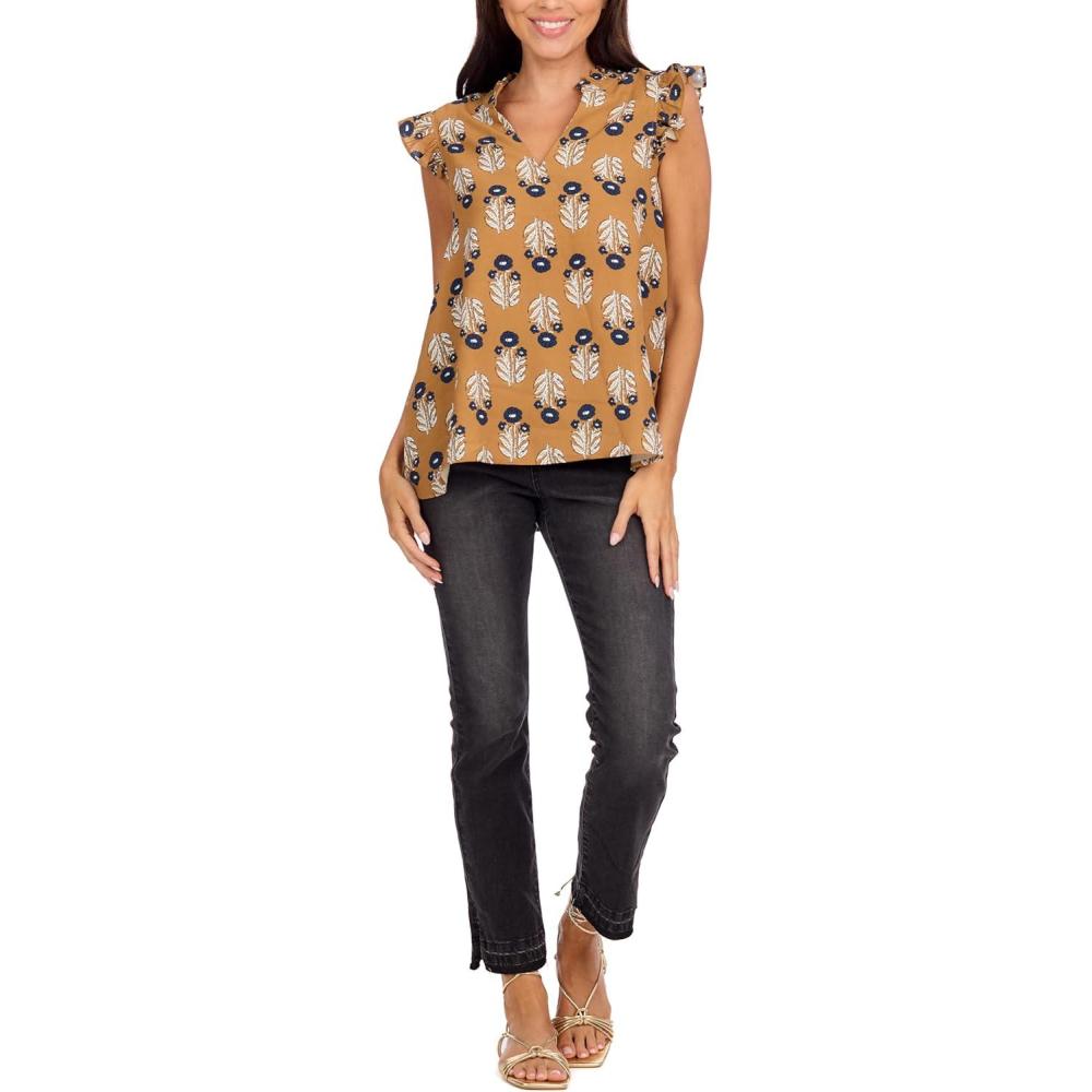 imageMud Pie Womens Womens Marlo Printed TopYellow