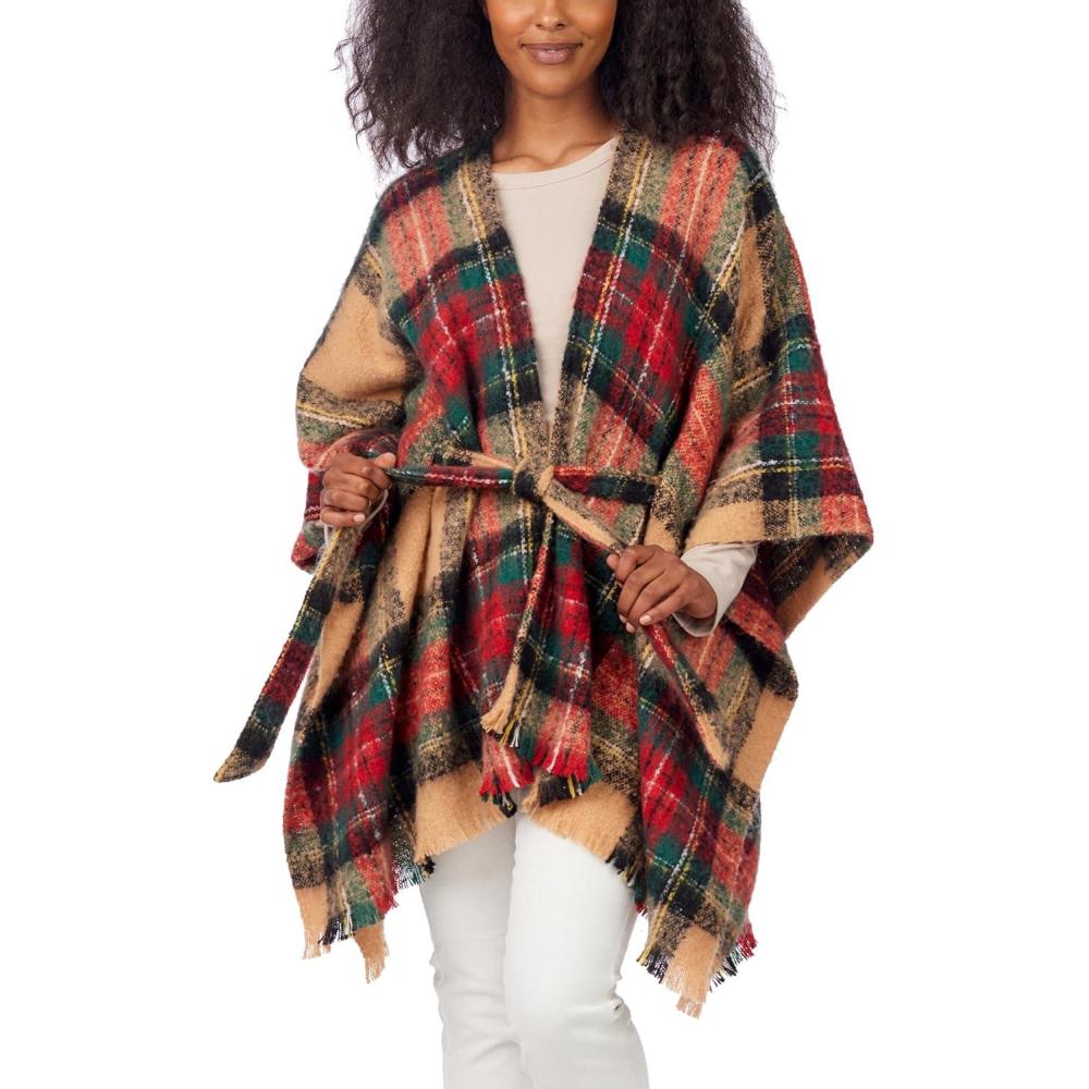 imageMud Pie womens Womens Belted PonchoBrown