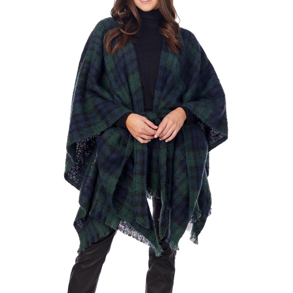 imageMud Pie womens Womens Belted PonchoGreen