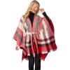 Mud Pie Women Brinley Belted Poncho, Red, One-Size