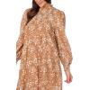 Mud Pie Womens Women Bennington Smocked Dress(Brown)