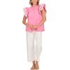 Mud Pie Womens Women’s Angie RIC Rac Top(Pink)