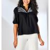 Mud Pie Womens Women’s Humphrey Embroidered Top(Black)