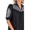 Mud Pie Womens Women’s Humphrey Embroidered Top(Black)