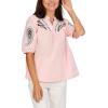 Mud Pie Womens Women’s Humphrey Embroidered Top(Pink)