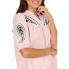 Mud Pie Womens Women’s Humphrey Embroidered Top(Pink)