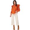 Mud Pie Womens Womens Keller Ruffle Top(Orange)