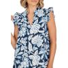 Mud Pie Womens Women’s Marlo Printed Top(Blue)
