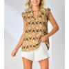 Mud Pie Womens Women’s Marlo Printed Top(Yellow)