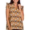 Mud Pie Womens Women’s Marlo Printed Top(Yellow)