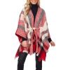 Mud Pie Women Brinley Belted Poncho, Red, One-Size