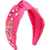 Mud Pie Women Holiday Beaded Headband, Pink, outer width 3″ | knot height 1 1/4″