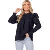 Mud Pie Womens Womens Keller Ruffle Top(Black)