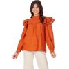 Mud Pie Womens Womens Keller Ruffle Top(Orange)
