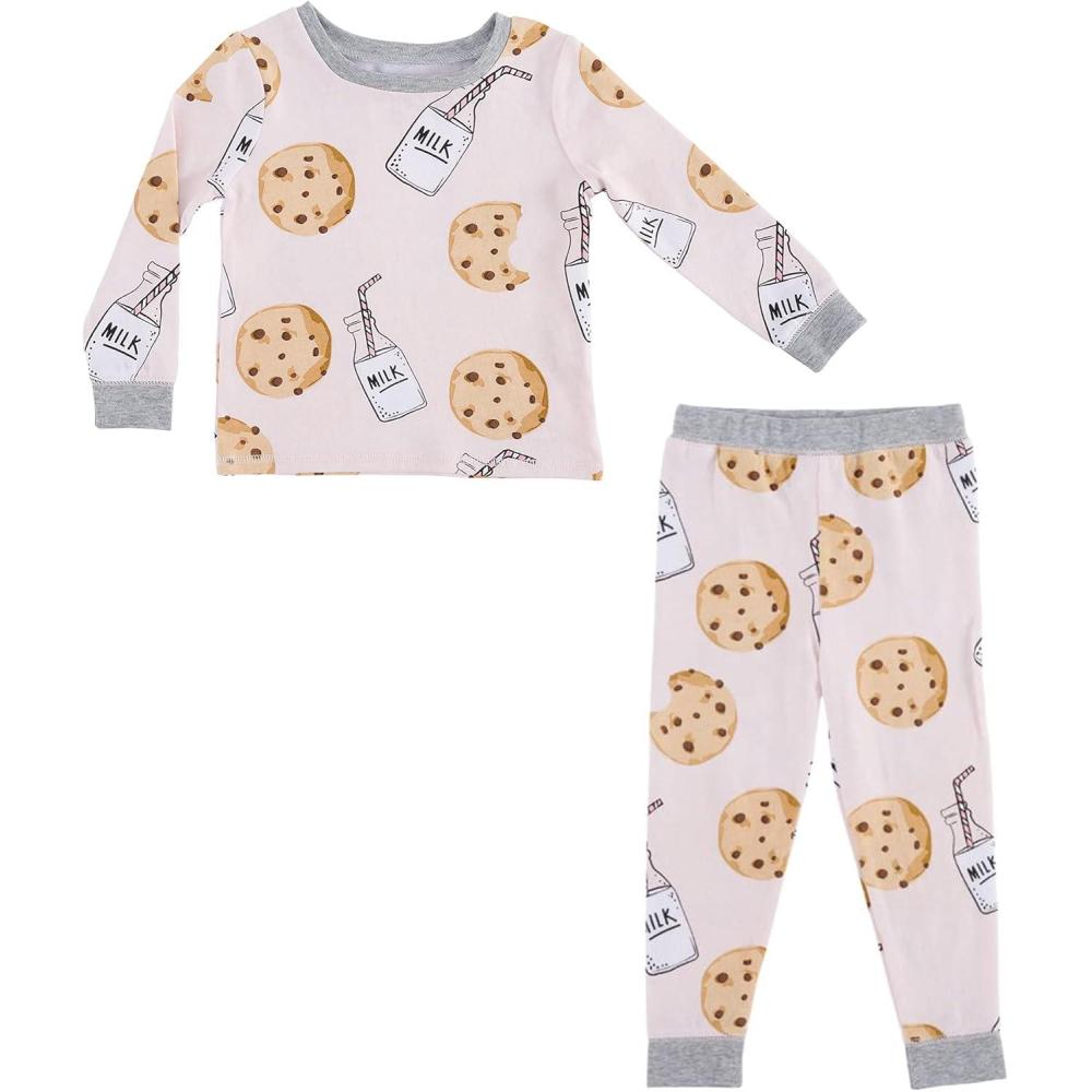 imageMud Pie Baby Girls Milk and Cookies Pajama Set PinkPink