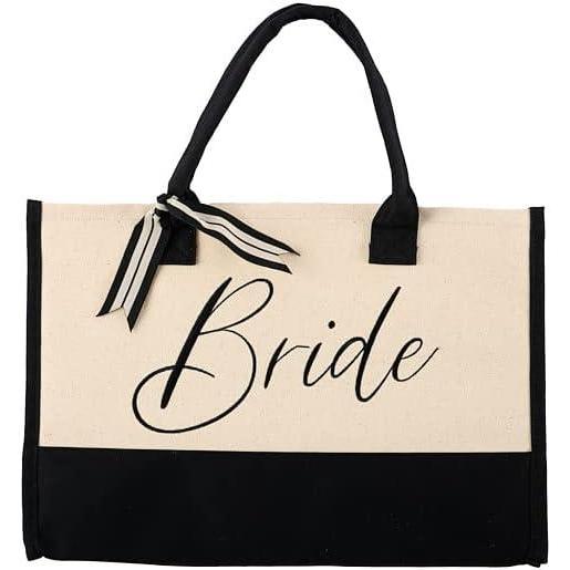 imageMud Pie Classic Black and White Initial Canvas Tote Bags D 100 Cotton 17quot x 19quot x 2quotBride