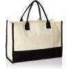 Mud Pie Classic Black and White Initial Canvas Tote Bags (D), 100% Cotton, 17″ x 19″ x 2″(B)