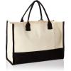Mud Pie Classic Black and White Initial Canvas Tote Bags (D), 100% Cotton, 17″ x 19″ x 2″(E)