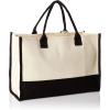 Mud Pie Classic Black and White Initial Canvas Tote Bags (D), 100% Cotton, 17″ x 19″ x 2″(Mud Pie Classic Black and White Initial Canvas Tote Bags (V)  100% Cotton  17″ X 19″ X 2″)
