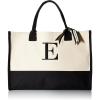 Mud Pie Classic Black and White Initial Canvas Tote Bags (D), 100% Cotton, 17″ x 19″ x 2″(E)