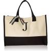 Mud Pie Classic Black and White Initial Canvas Tote Bags (D), 100% Cotton, 17″ x 19″ x 2″(J)