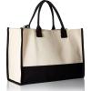 Mud Pie Classic Black and White Initial Canvas Tote Bags (D), 100% Cotton, 17″ x 19″ x 2″(Plain)